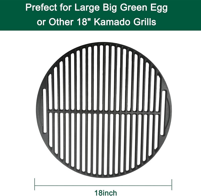 Quantfire 18 3/16" Round Cast Iron Cooking Grid for Large Big Green Egg Accessories, Grate Grids for Any 18" Kamado Grills Replacement Parts - Image 2
